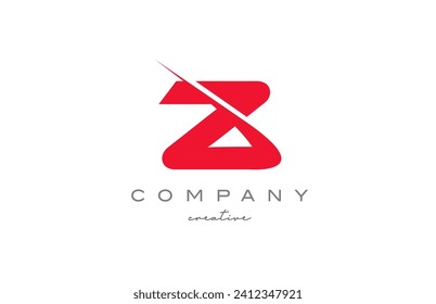 Icono de diseño de icono de la letra Z de color Swoosh, ilustración vectorial en color rojo plano. Plantilla creativa simple para empresas o empresas 