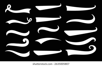 Swooshes, underline elements for sports design, typography, font. Baseball retro hand drawn swishes vector template