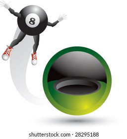 swooshing billiard ball man