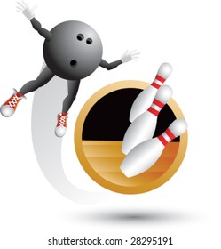 swooshing bowling ball man