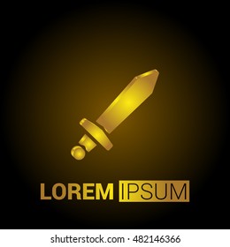 Sword 3D Golden Metallic Premium Royal Corporate Logo / Icon
