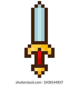 Sword for 8-bit games. Vector icon in pixel art style