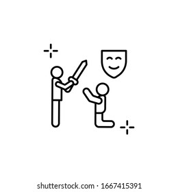 Sword, actors icon. Simple line, outline vector elements of theatre for ui and ux, website or mobile application