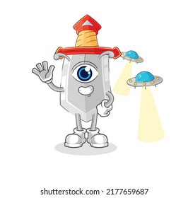 the sword alien cartoon mascot vector