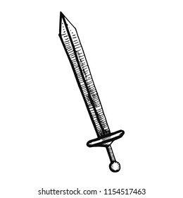 sword ancient object. isolated sketch.