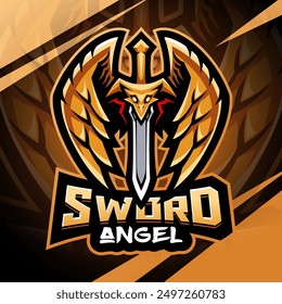 Sword angel esport mascot logo design