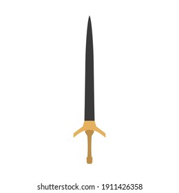Ilustración vectorial de arma antigua de espadas icono de hoja afilada medieval. Aislado caballero de la espada fantasía de la silueta de batalla. Símbolo de guerra guerrero: el arma de fuego. Caricatura arma medieval