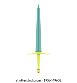 Sword antique weapon vector illustration medieval sharp blade icon. Isolated sword knight fantasy battle silhouette icon. Warrior war symbol military handle broadsword. Cartoon medieval weapon