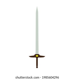 Sword antique weapon vector illustration medieval sharp blade icon. Isolated sword knight fantasy battle silhouette icon. Warrior war symbol military handle broadsword. Cartoon medieval weapon