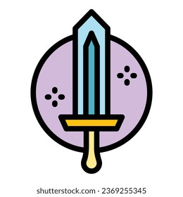 Sword app icon outline vector. Pc online. Game sport color flat