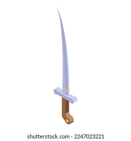 Sword arab icon isometric vector. Bedouin camp. Walking person