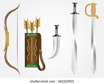 Sword, arrow, bow drawing