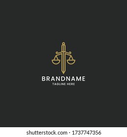 Sword With Balance. Law Firm Logo Icon Design Template Vector