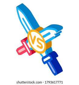 Sword Battle Icon Vector. Isometric Sword Battle sign. color isolated symbol illustration