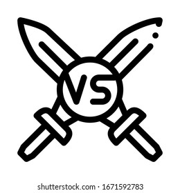 Vector de icono de batalla de espadas. Signo de batalla de espadas de esquema. Ilustración de símbolo de contorno aislado