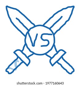 Sword Battle sketch icon vector. Hand drawn blue doodle line art Sword Battle sign. isolated symbol illustration