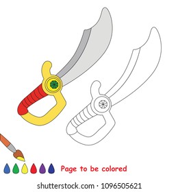 Sword to be colored, the coloring book for preschool kids with easy educational gaming level.