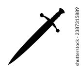Sword black flat silhouette vector. Black sword isolated vector illustration.