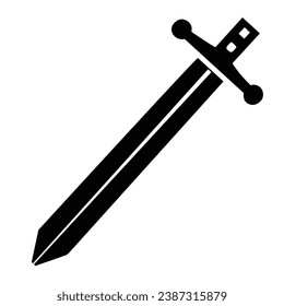 Sword black flat silhouette vector. Black sword isolated vector illustration.