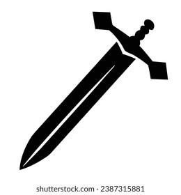 Sword black flat silhouette vector. Black sword isolated vector illustration.