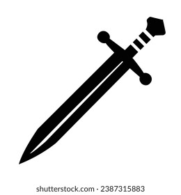 Sword black flat silhouette vector. Black sword isolated vector illustration.
