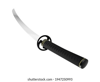 A sword with a black hilt wrapped in thread