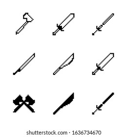 Sword Black Icon Set Vector