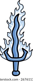 sword and blue flame illustration