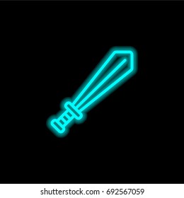 Sword blue glowing neon ui ux icon. Glowing sign logo vector