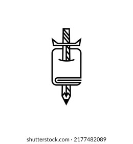 sword book logo line art minimalist symbol icon logo vector illustration design premium vector