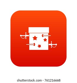 Sword box illusion icon digital red for any design isolated on white vector illustration