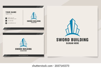 Plantilla de logotipo de construcción de espadas en estilo monograma