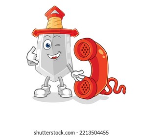 the sword call mascot. cartoon vector