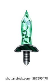 Sword Cartoon Medieval Weapon Isolated on White Background Element. Vector Illustration Scabbard Icon Can be used for RPG, Web, Mobile App, Infographics. Game asset.