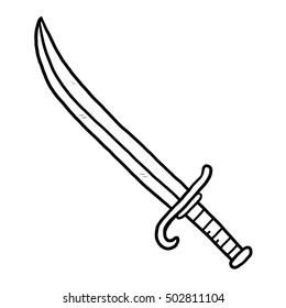 sword / cartoon vector and illustration, black and white, hand drawn, sketch style, isolated on white background.
