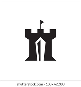 Schwertschloss Logo-Design Vektorsymbol