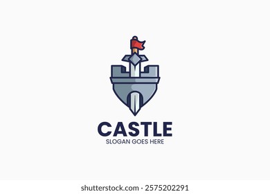 Sword Castle Logo. Vector Illustration