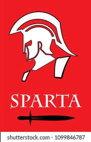 sword and centurion.Sparta warrior head and sword combine with text. Trojan warrior and sword. Historical Sparta concept icon.Ancient Roman Centurion.