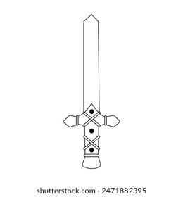 Sword coloring page isolated on white background