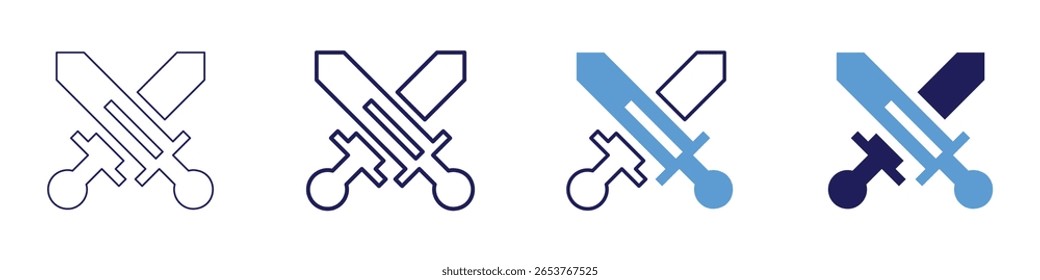 Sword competition icon in 4 different styles. Thin Line, Line, Bold Line, Duotone. Duotone style. Editable stroke.