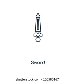 Sword concept line icon. Linear Sword concept outline symbol design. This simple element illustration can be used for web and mobile UI/UX.