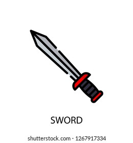 Sword concept line icon. Simple element illustration. Sword concept outline symbol design. Can be used for web and mobile UI/UX . Modern vector style. 