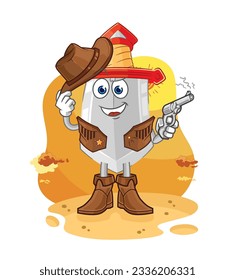 the sword cowboy with gun character vector