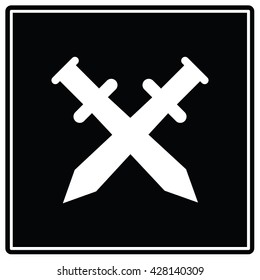 Sword cross black sign. Vector illustration