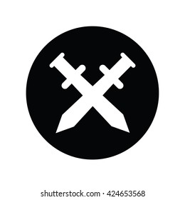 Sword cross icon  in black circle . Vector illustration