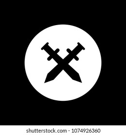 Sword cross icon black. Vector illustration