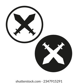 Schwertkreuz-Symbol im Kreis. Vektorgrafik. EPS10