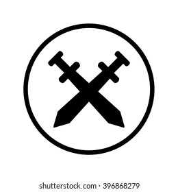 Sword cross icon in circle . Vector illustration
