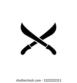 Sword Cross Icon In Flat Style Vector For Apps, UI, Websites. Black Icon Vector Illustration.
