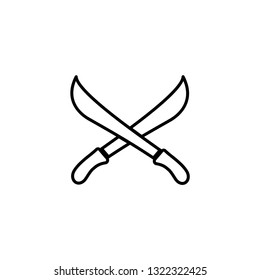 Sword Cross Line Icon In Flat Style Vector For Apps, UI, Websites. Black Icon Vector Illustration.